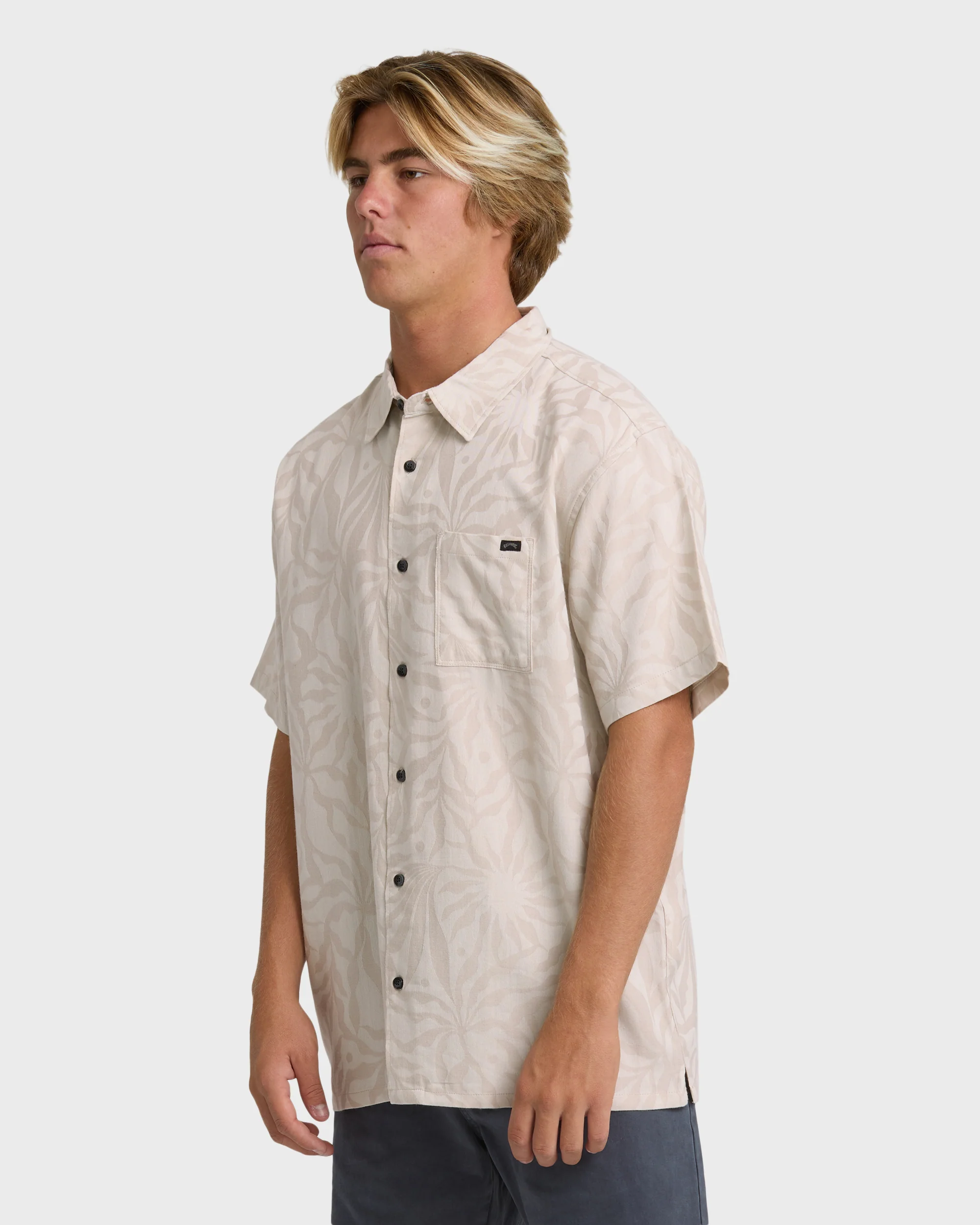 Sundays Jacquard Short Sleeve Woven Shirt - Ash