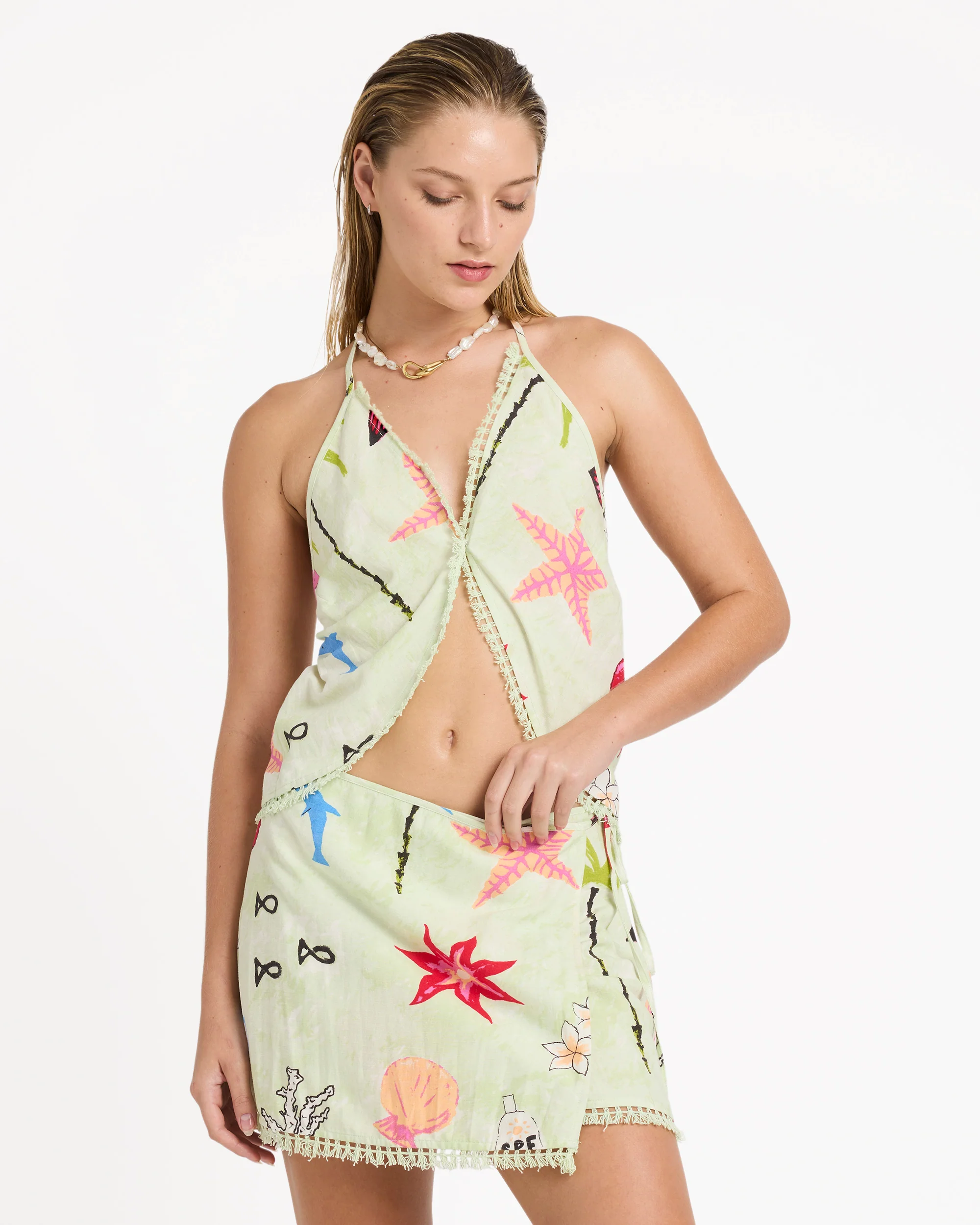 Lottie Hall Woven Tank - Sunny Lime