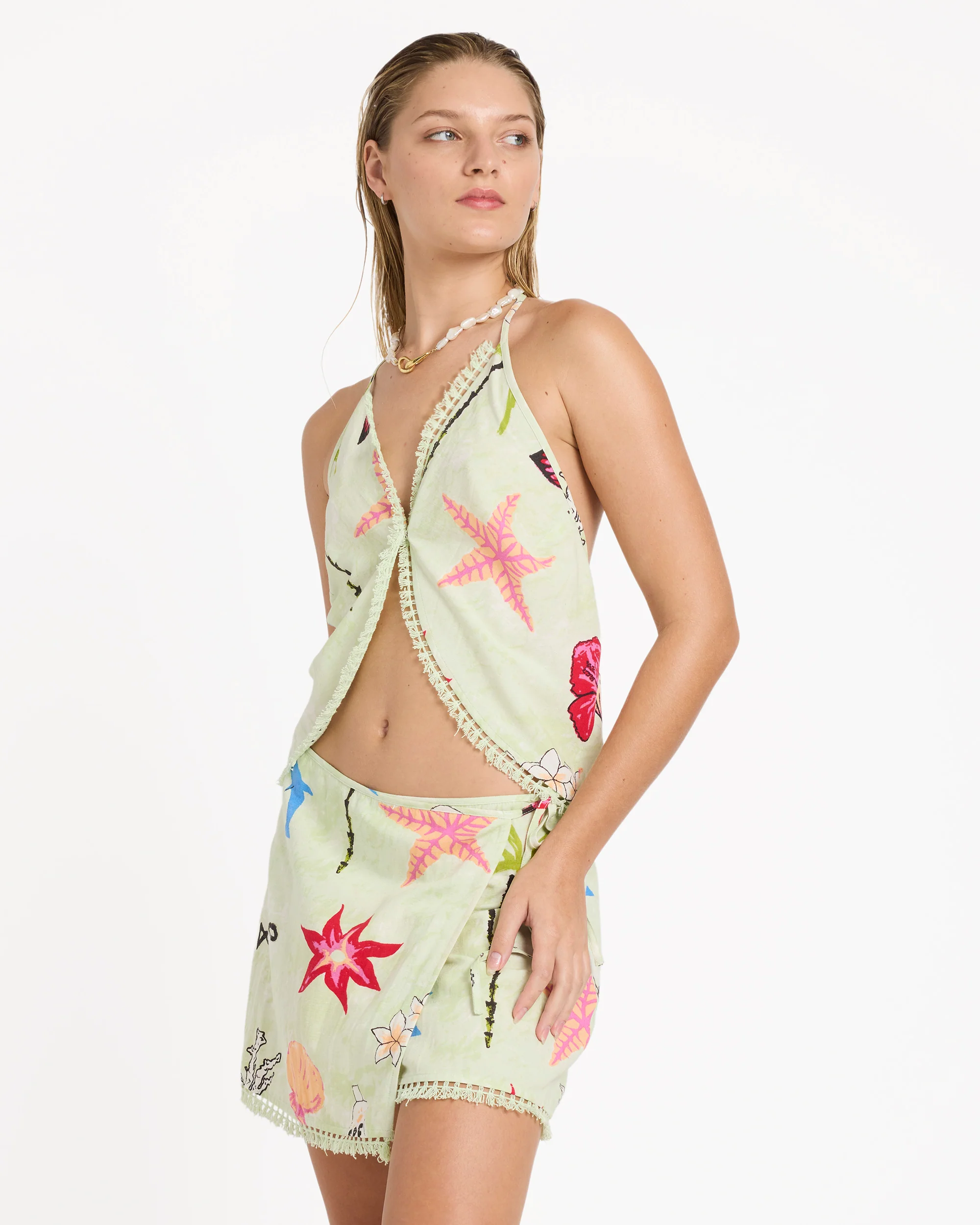 Lottie Hall Woven Tank - Sunny Lime