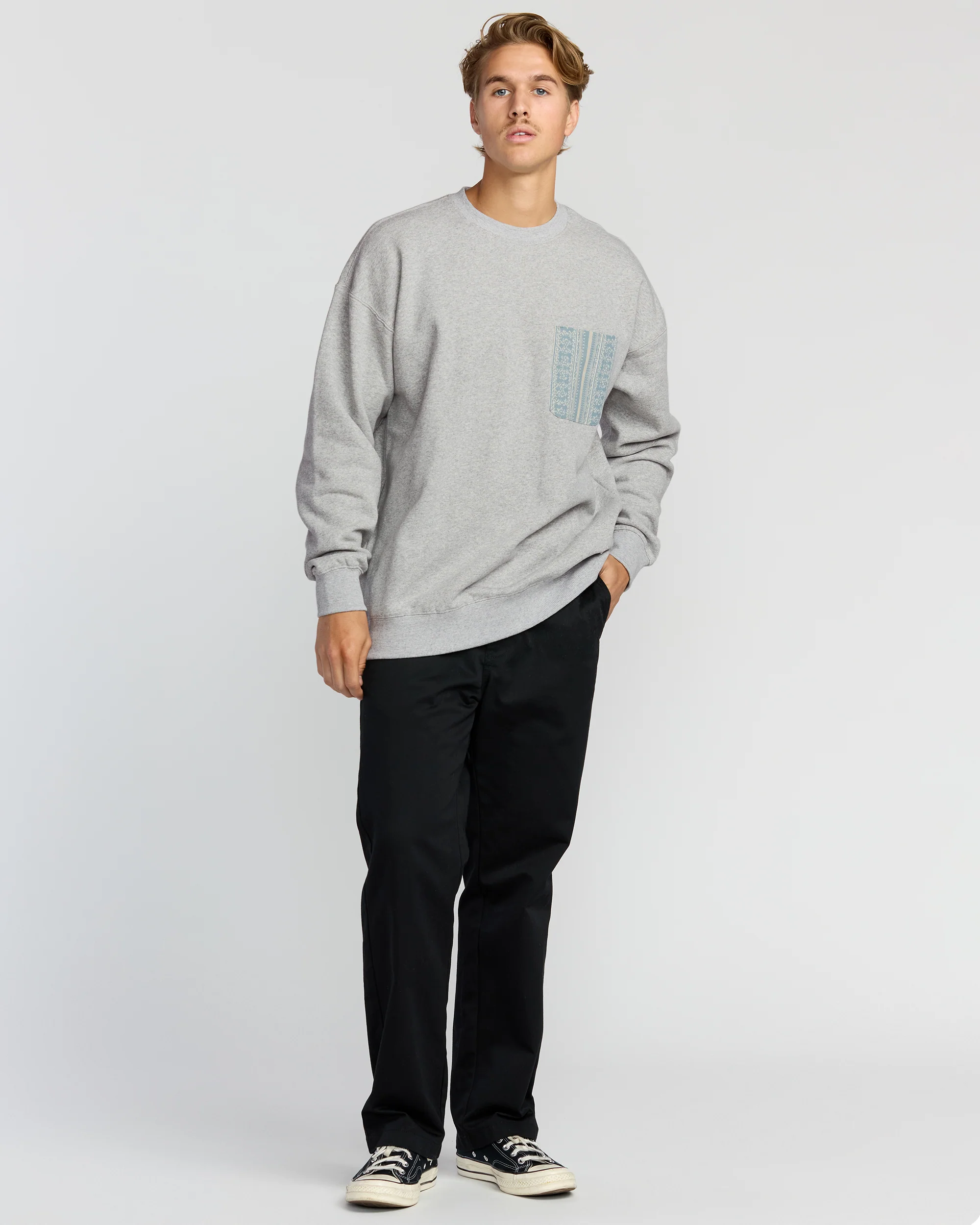 Austin Garage Crew Sweatshirt - Lt Grey Htr