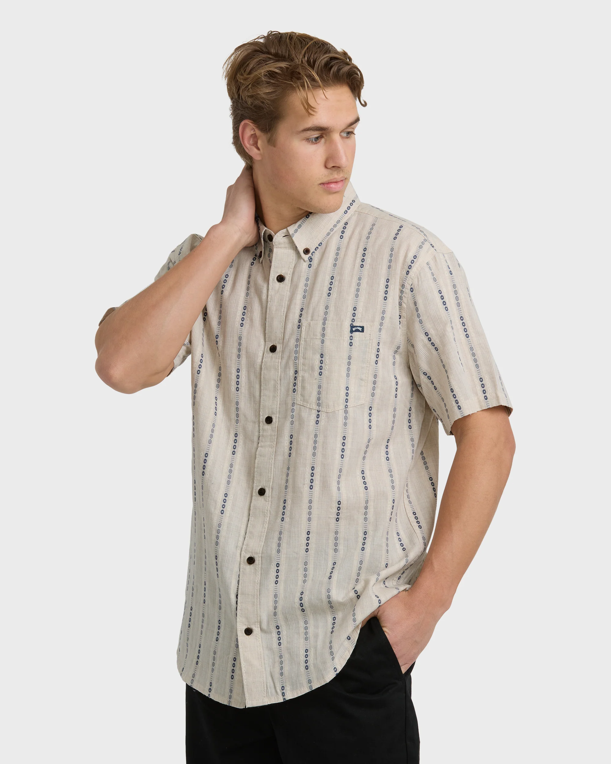 7819-all-day-jacquard-short-sleeve-shirt-stone-2.webp All Day Jacquard Short Sleeve Shirt - Stone