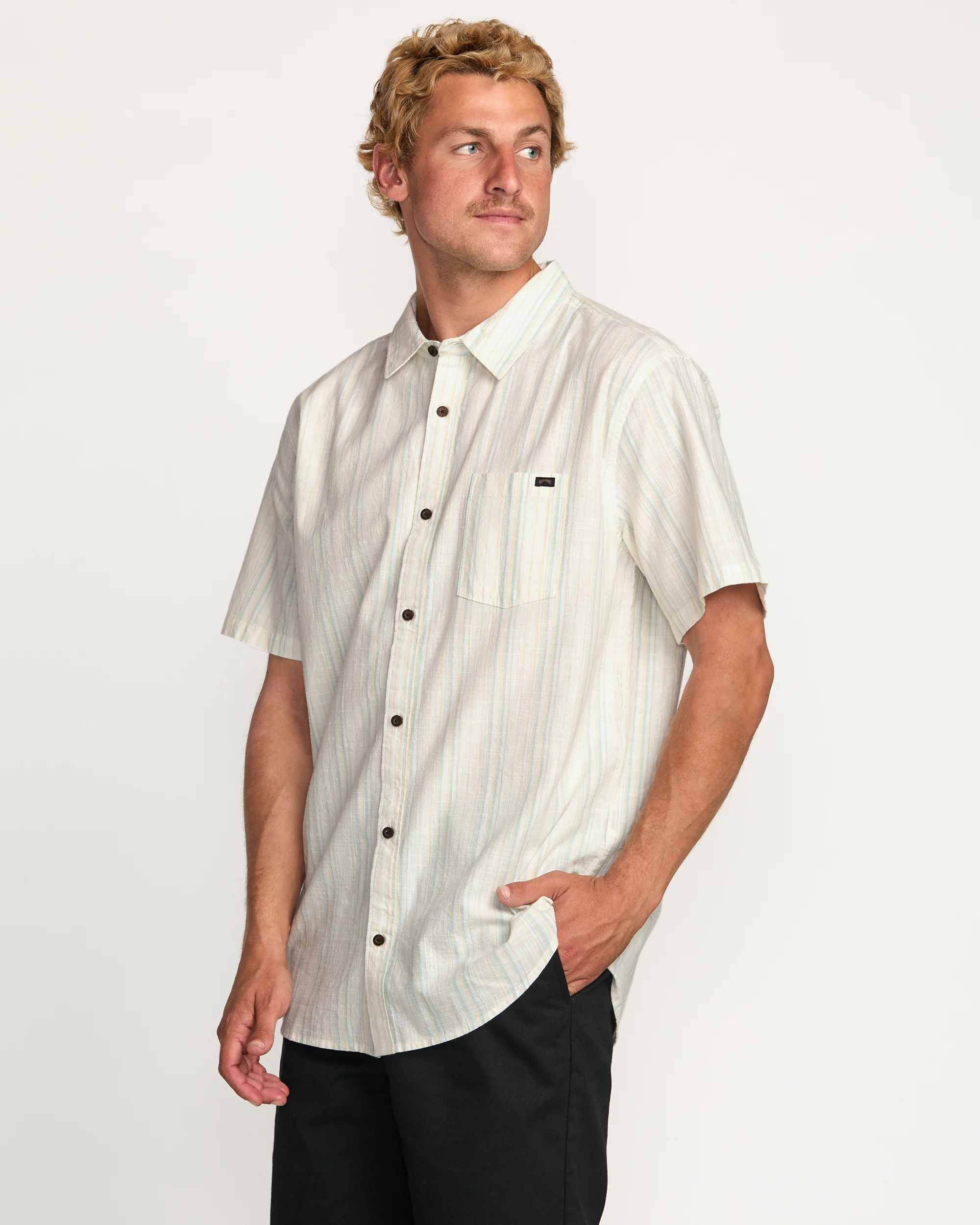All Day Stripe Short Sleeve Shirt - Off White