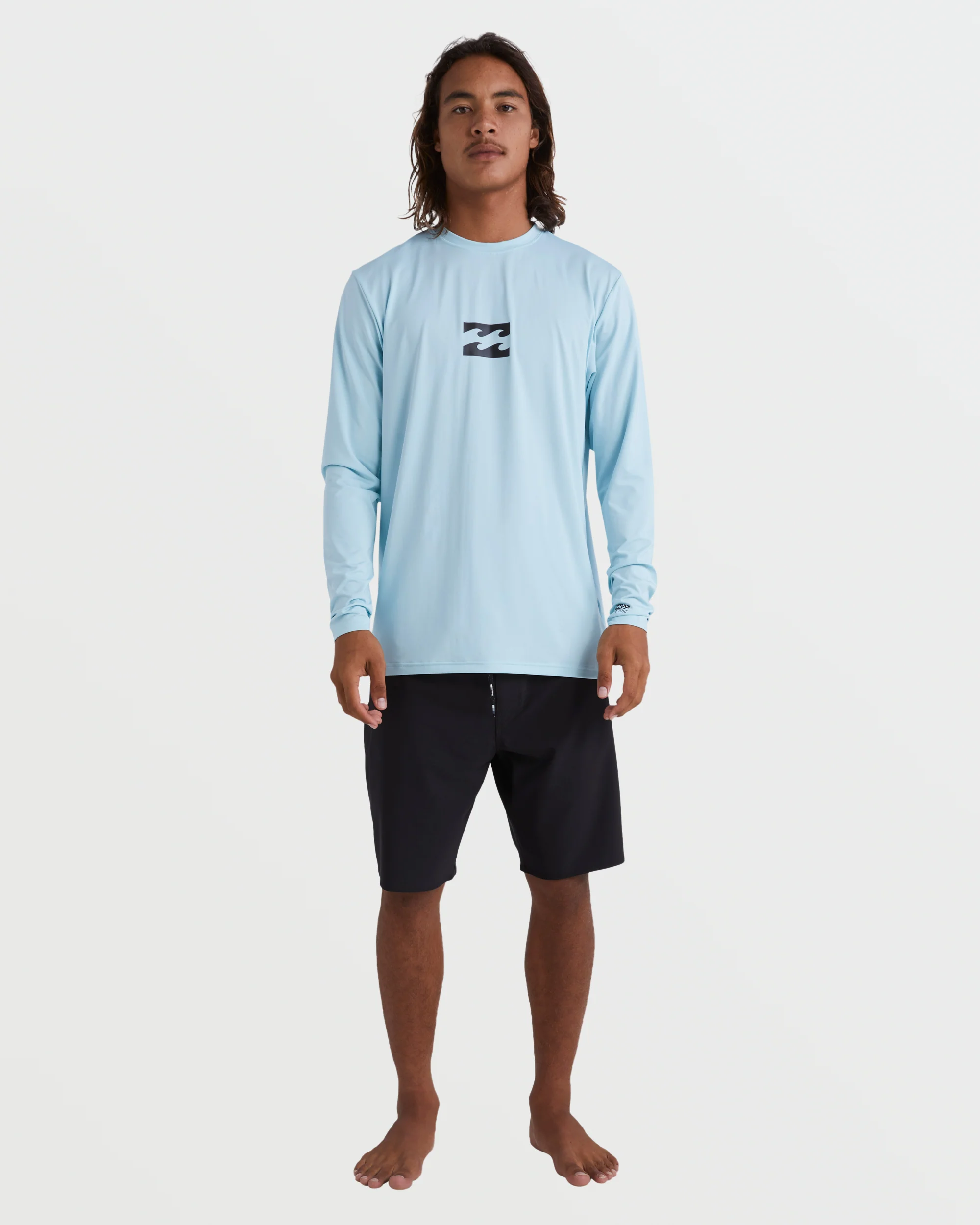 All Day Wave Loose Fit Long Sleeve Surf Tee - Coastal Blue
