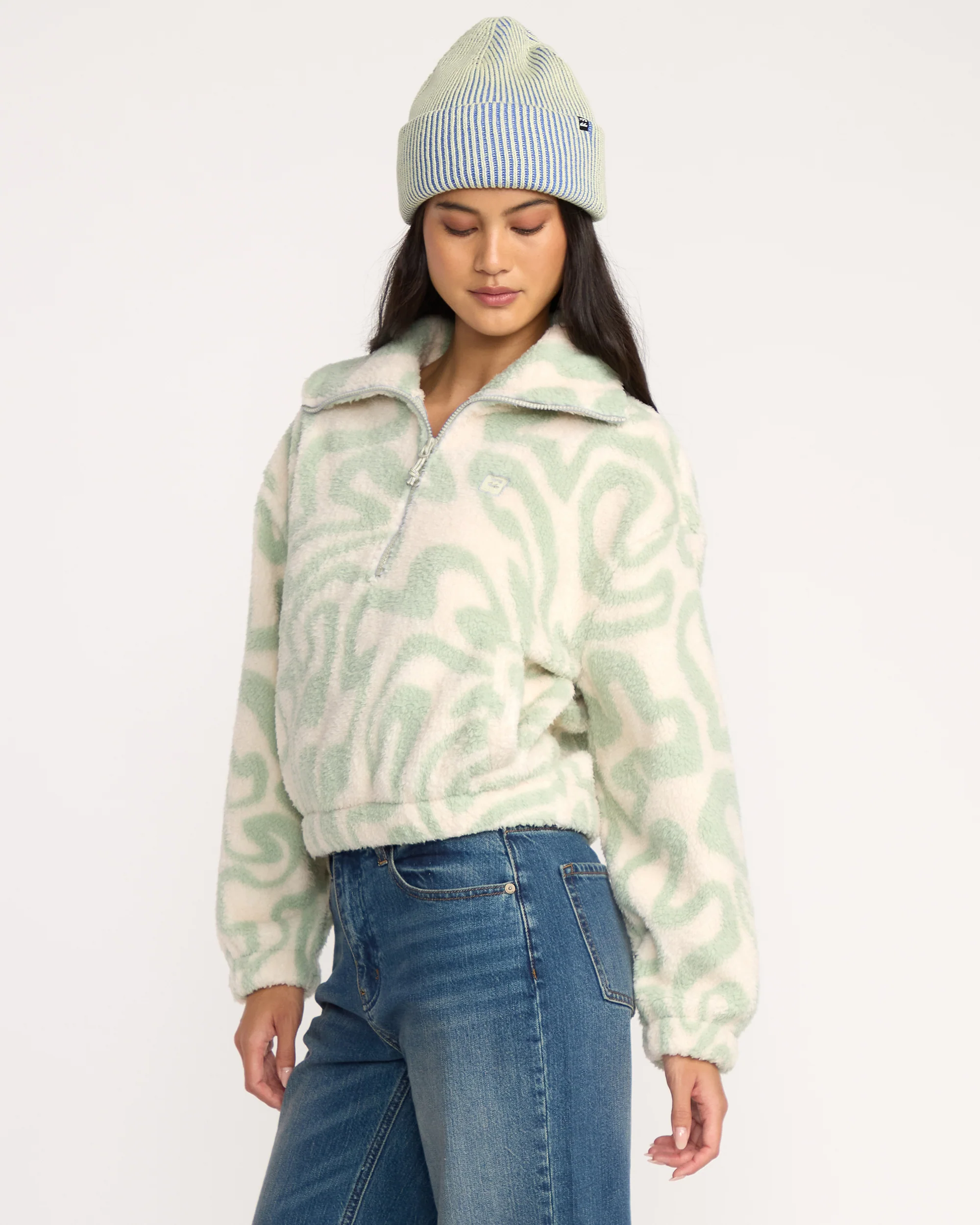 A/Div Barra Half Zip Sherpa Fleece - Green Haze
