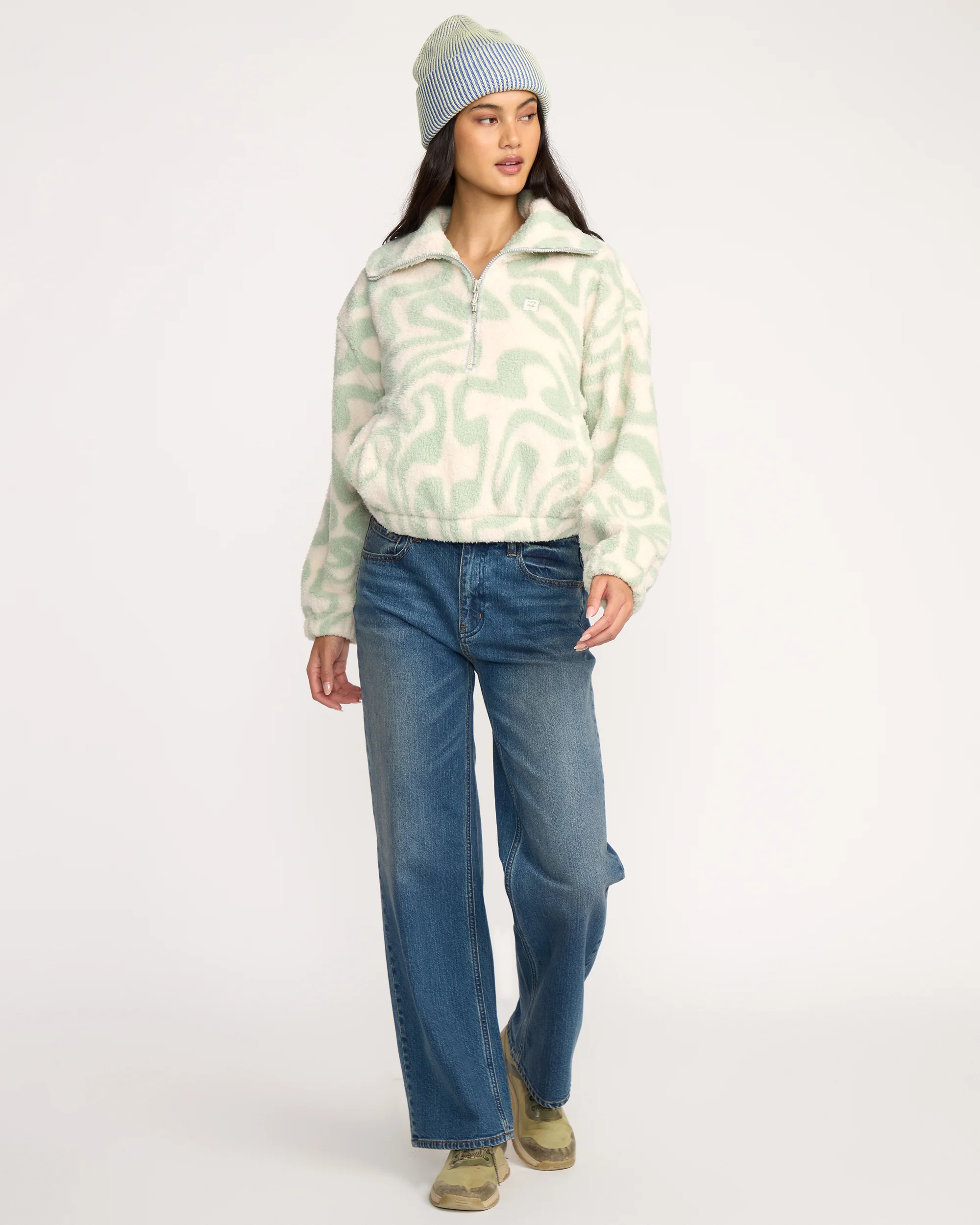 A/Div Barra Half Zip Sherpa Fleece - Green Haze