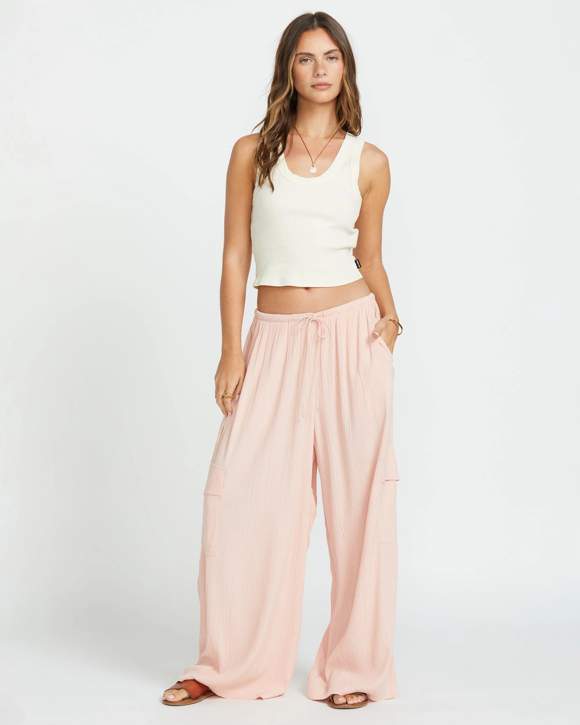 8223-beach-babe-cargo-elastic-waist-pants-dusty-peach-1.webp Beach Babe Cargo Elastic Waist Pants - Dusty Peach
