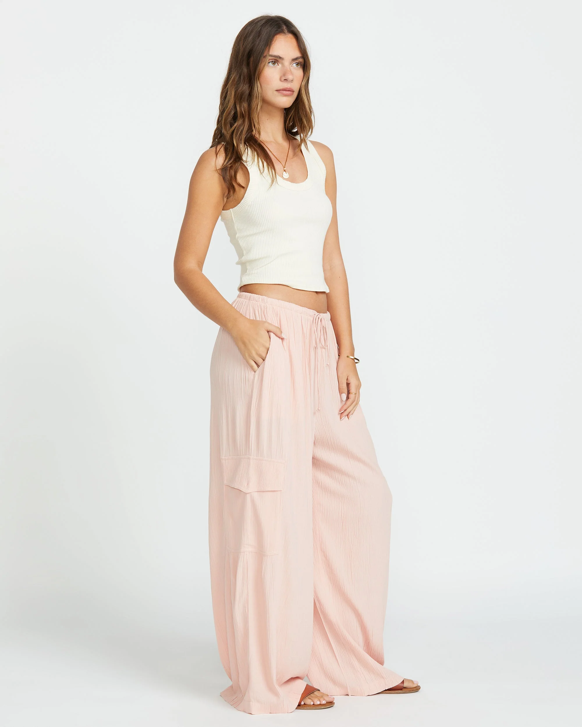 8223-beach-babe-cargo-elastic-waist-pants-dusty-peach-3.webp Beach Babe Cargo Elastic Waist Pants - Dusty Peach
