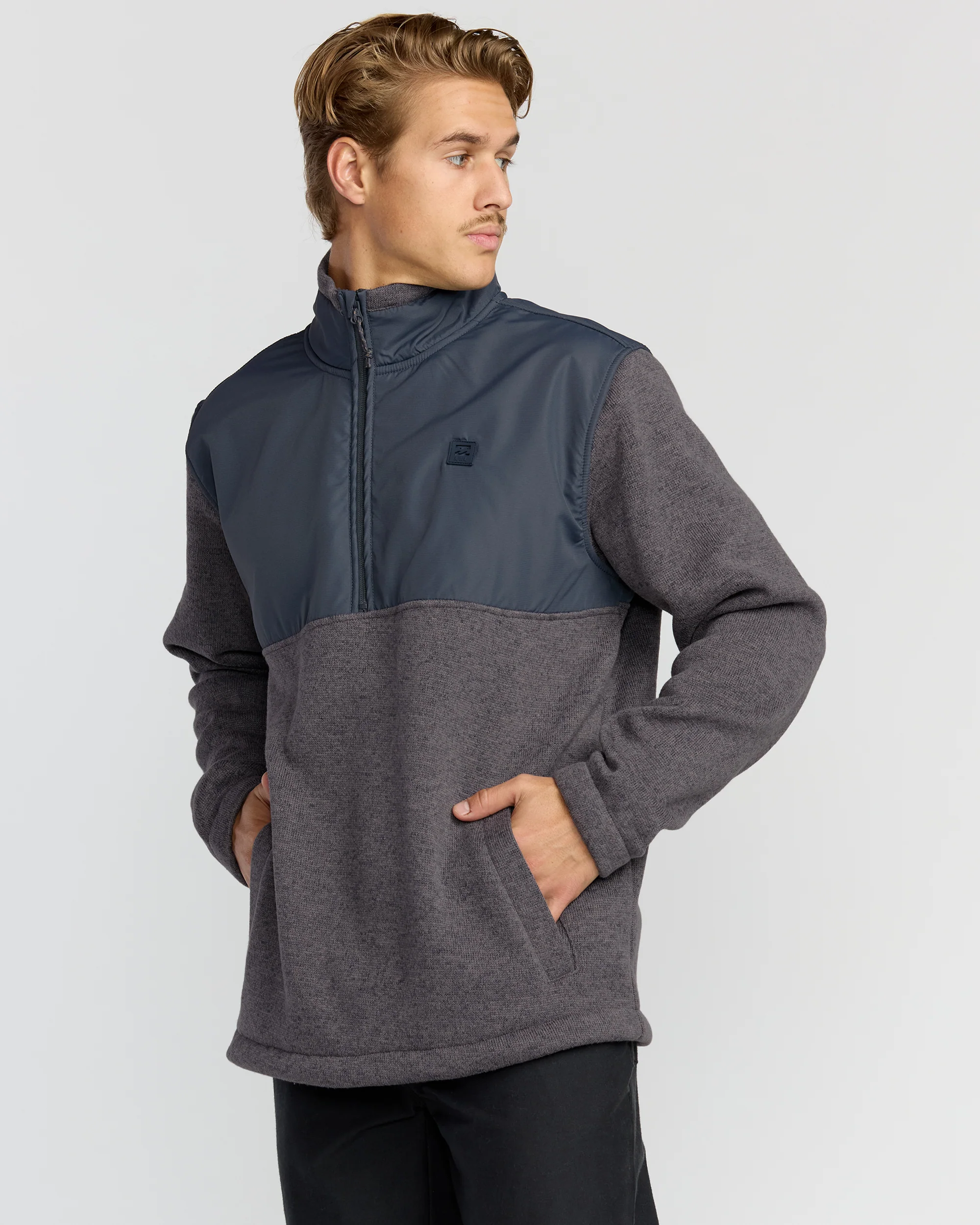Boundary Blocked Mockneck Sweatshirt - Dusty Purple