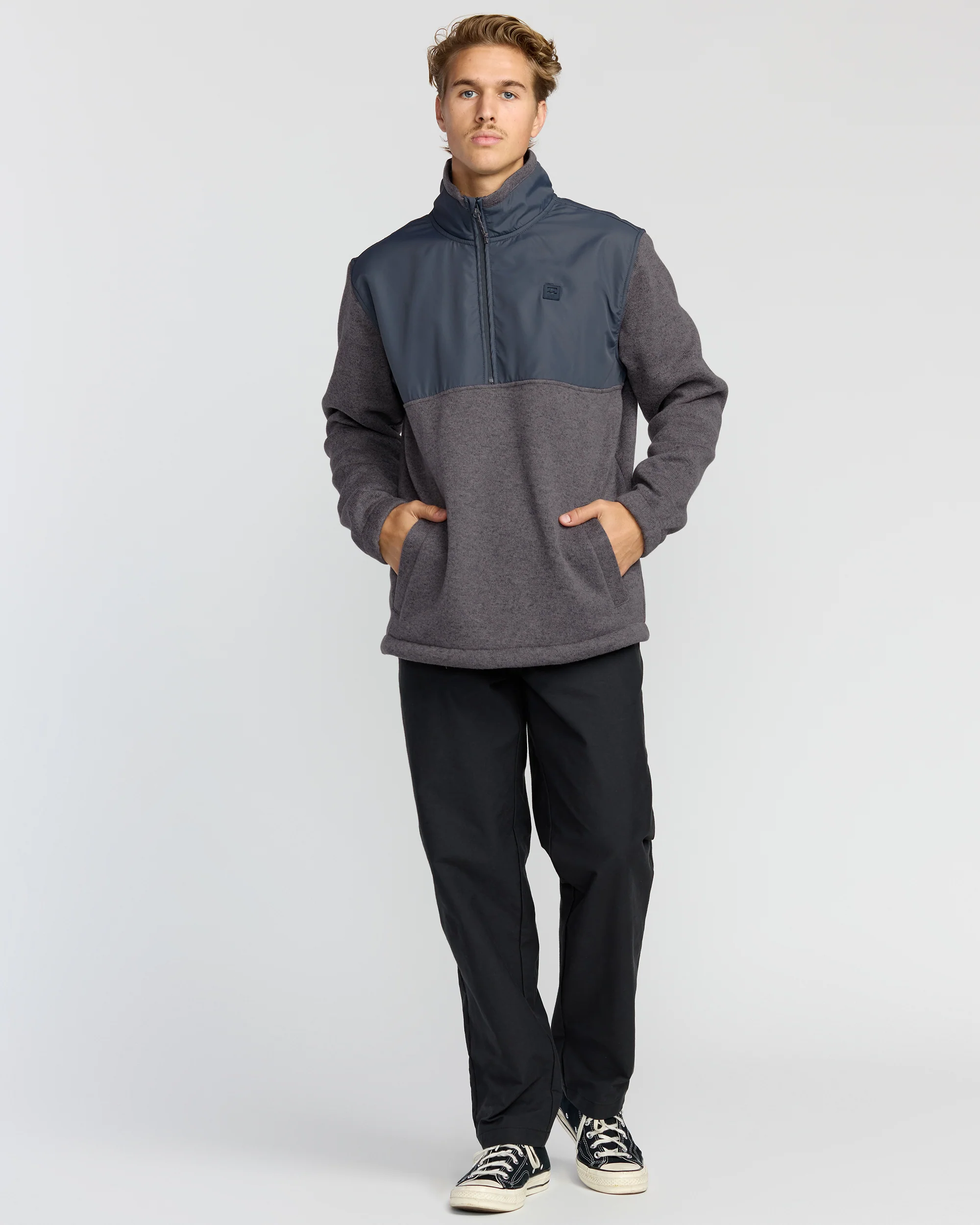 Boundary Blocked Mockneck Sweatshirt - Dusty Purple