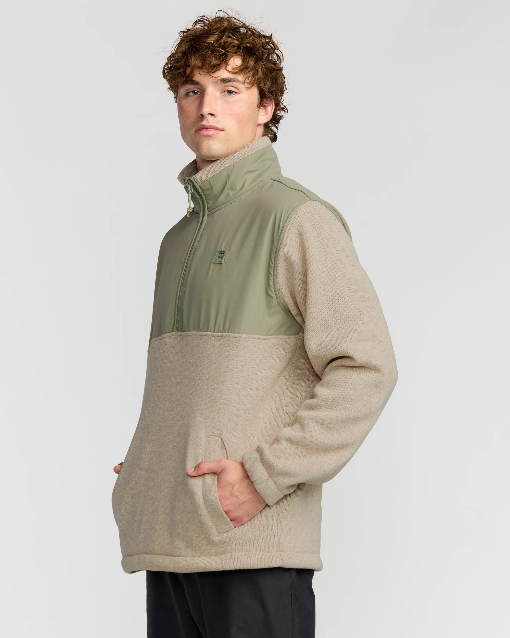 Boundary Blocked Mockneck Sweatshirt - Sand