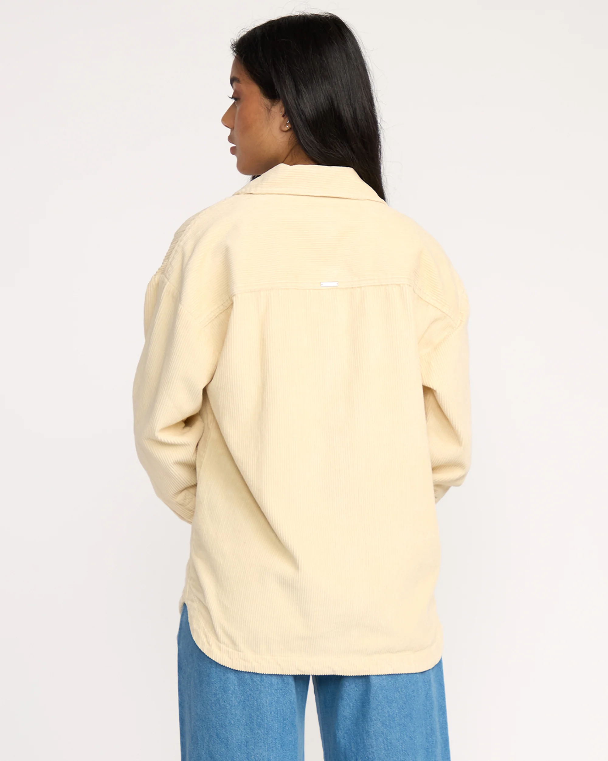 Fadeaway Long Sleeve Cord Shacket - Whitecap