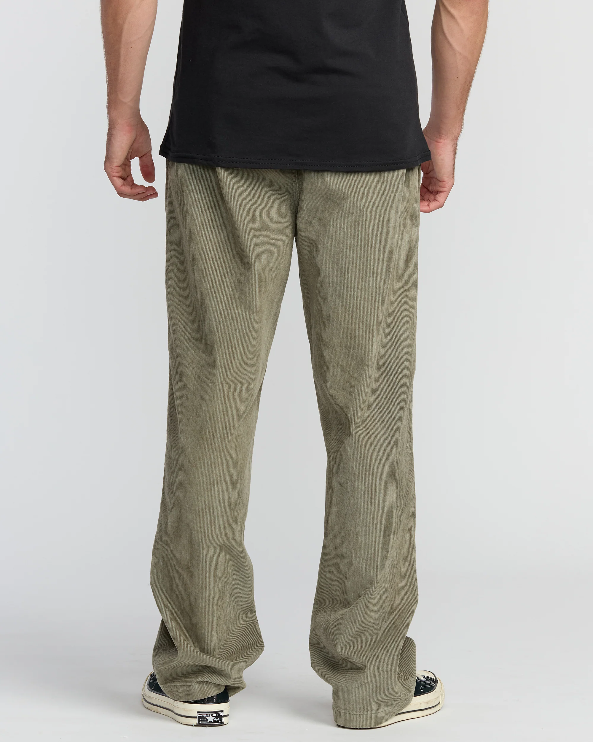 Larry Elastic Waist Corduroy Pants - Green Ash
