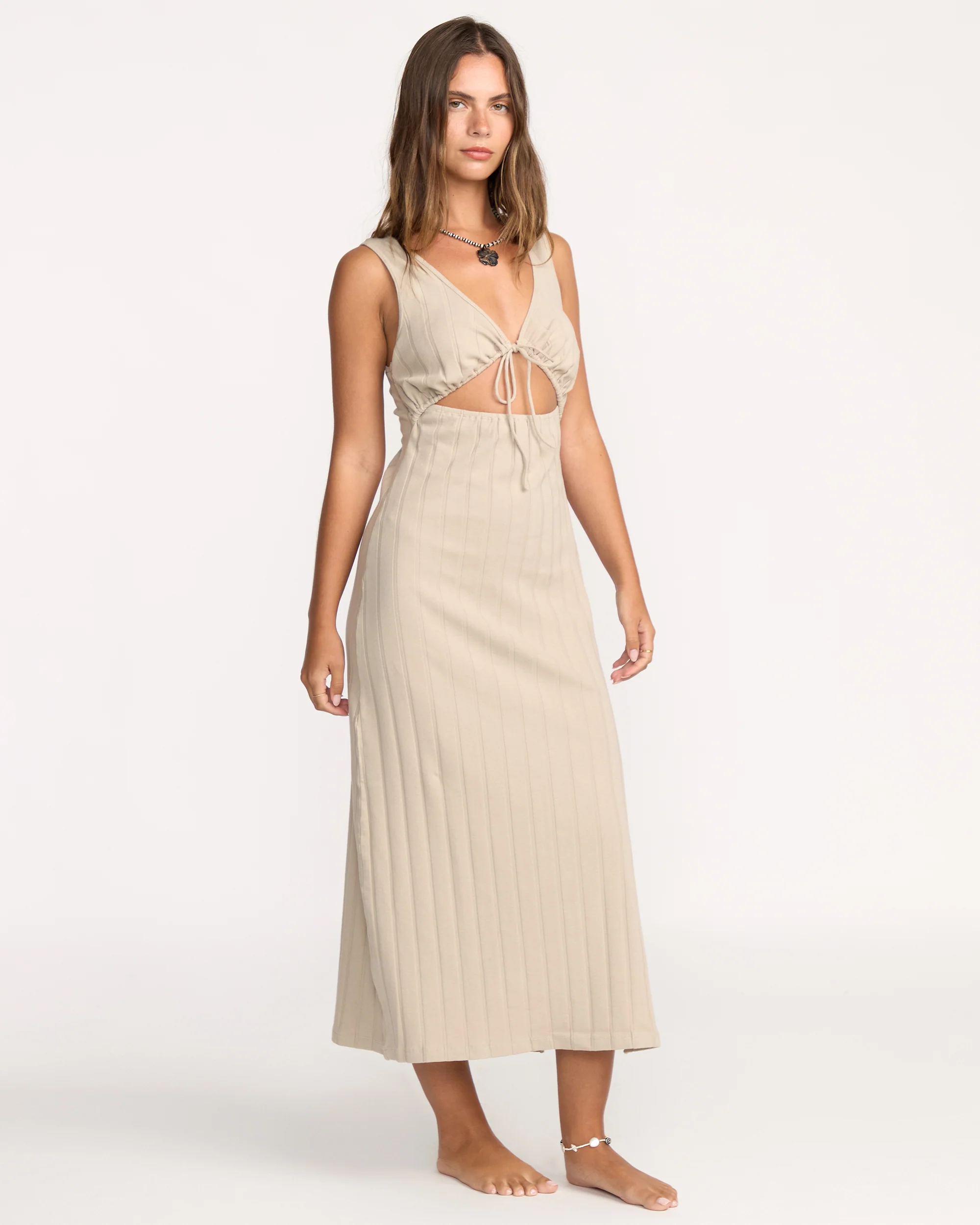 Slides Midi Knit Dress - Cobblestone