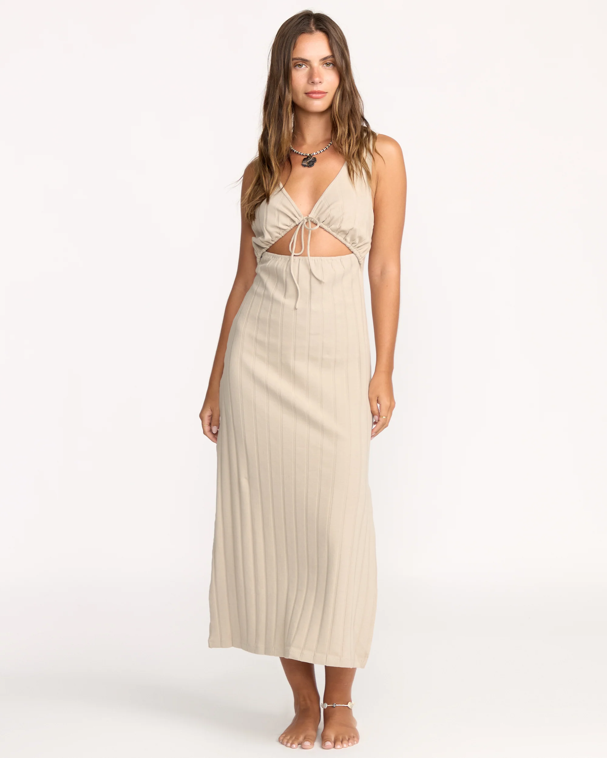 Slides Midi Knit Dress - Cobblestone