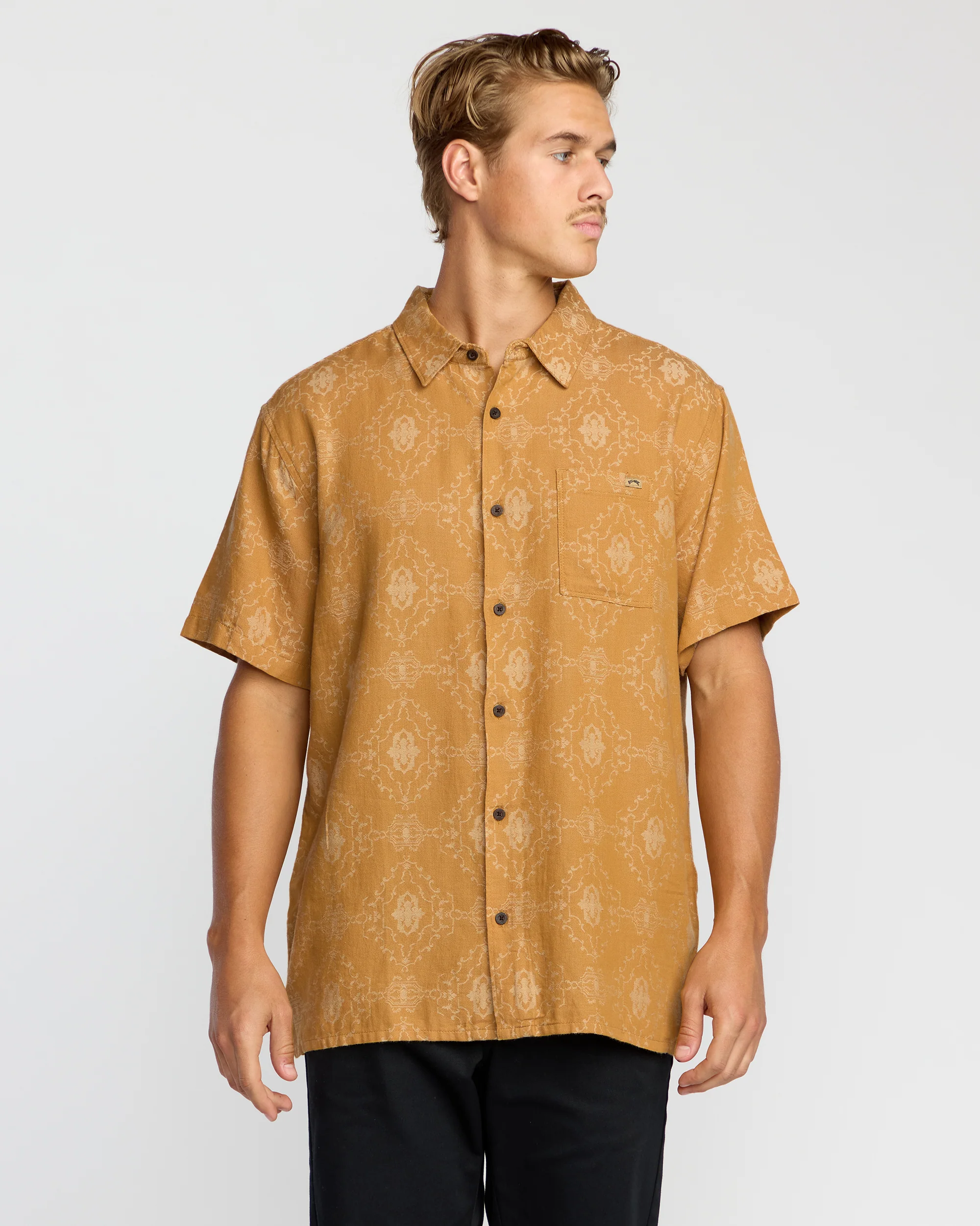 9483-sundays-jacquard-short-sleeve-woven-shirt-golden-haze-2.webp Sundays Jacquard Short Sleeve Woven Shirt - Golden Haze