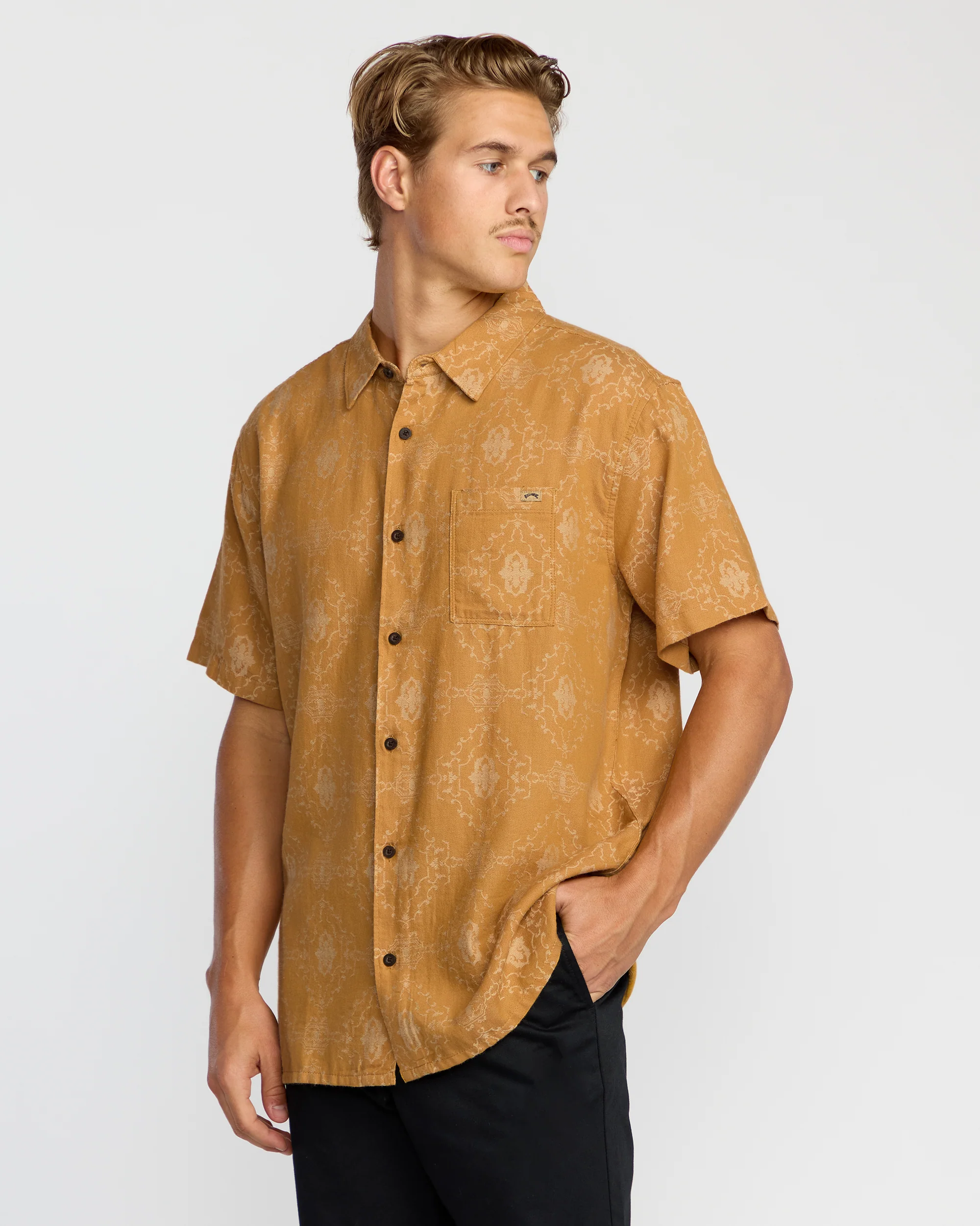 9483-sundays-jacquard-short-sleeve-woven-shirt-golden-haze-4.webp Sundays Jacquard Short Sleeve Woven Shirt - Golden Haze