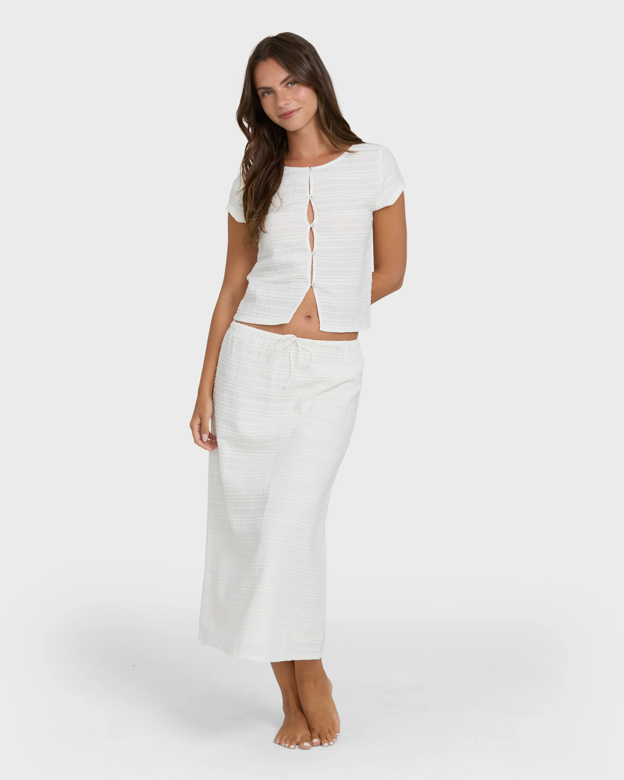 Your Call Short Sleeve Woven Shirt - Salt Crystal