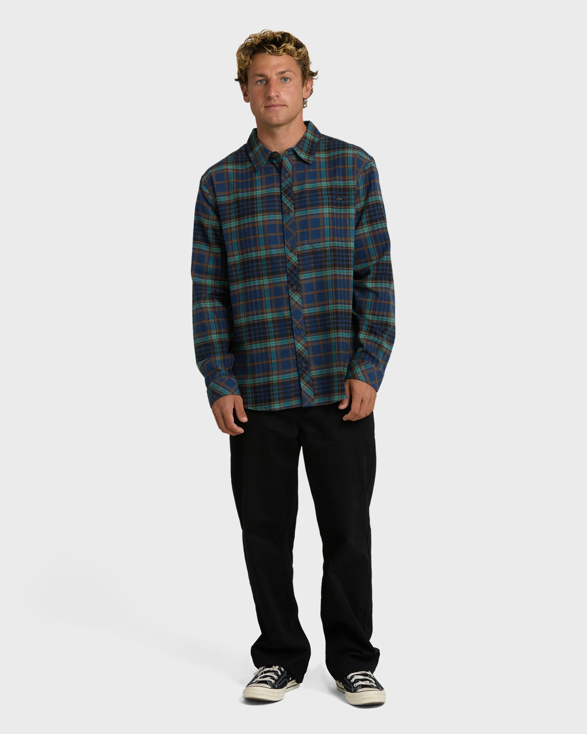 Coastline Long Sleeve Flannel Shirt - Dark Denim