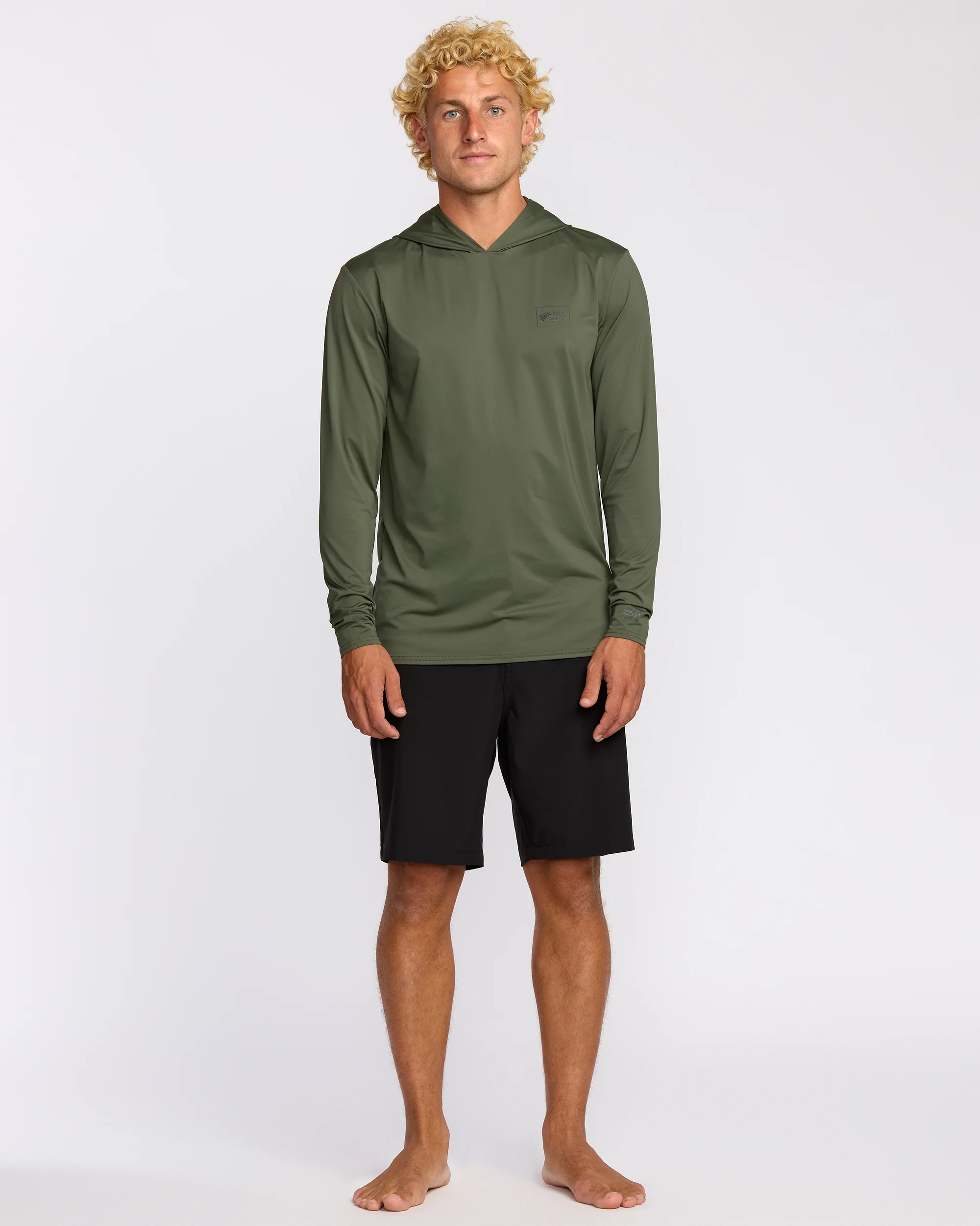 Arch Mesh Long Sleeve Hooded Surf Tee - Dark Military