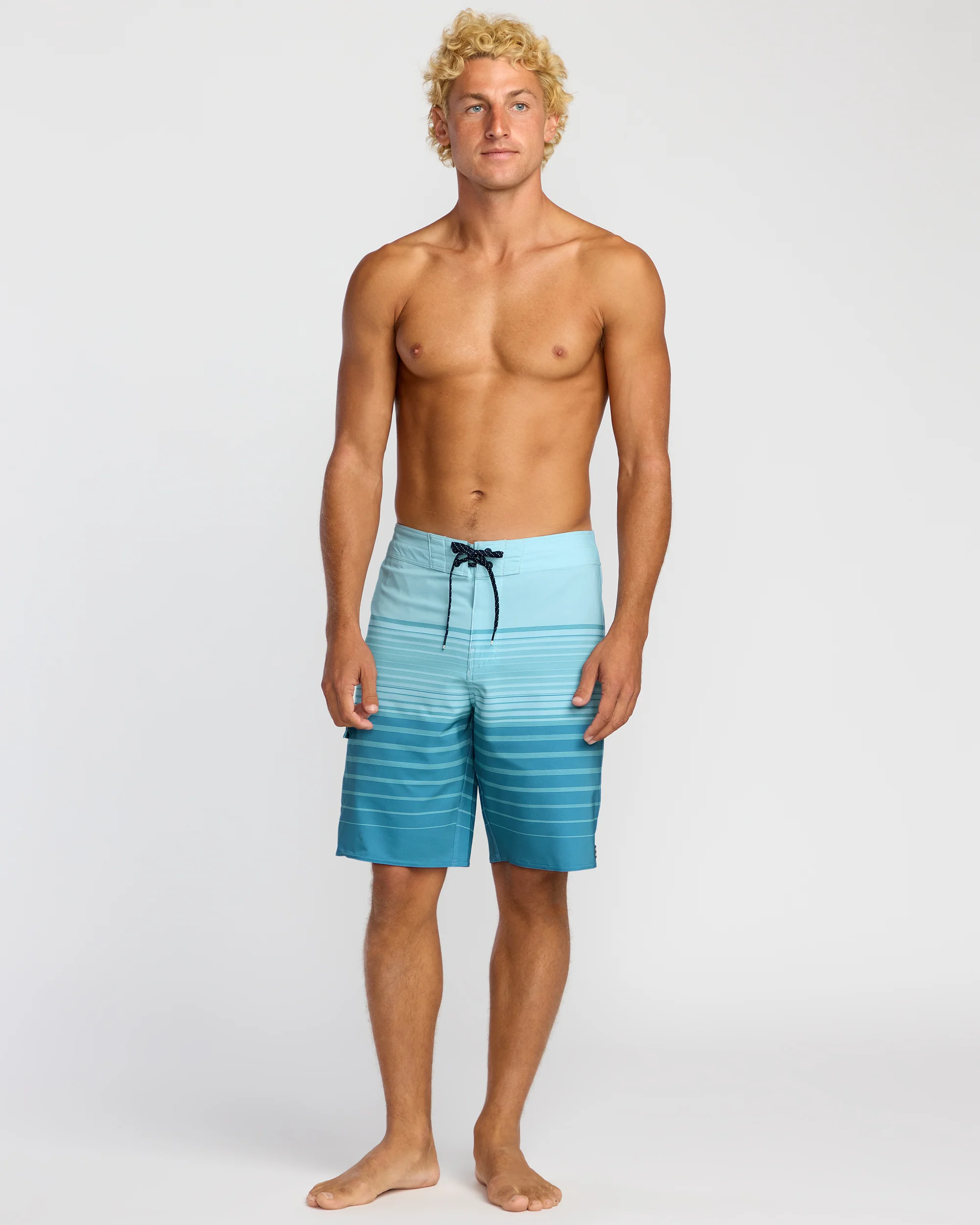 All Day Stripe Pro Performance 20" Boardshorts - Dusty Blue