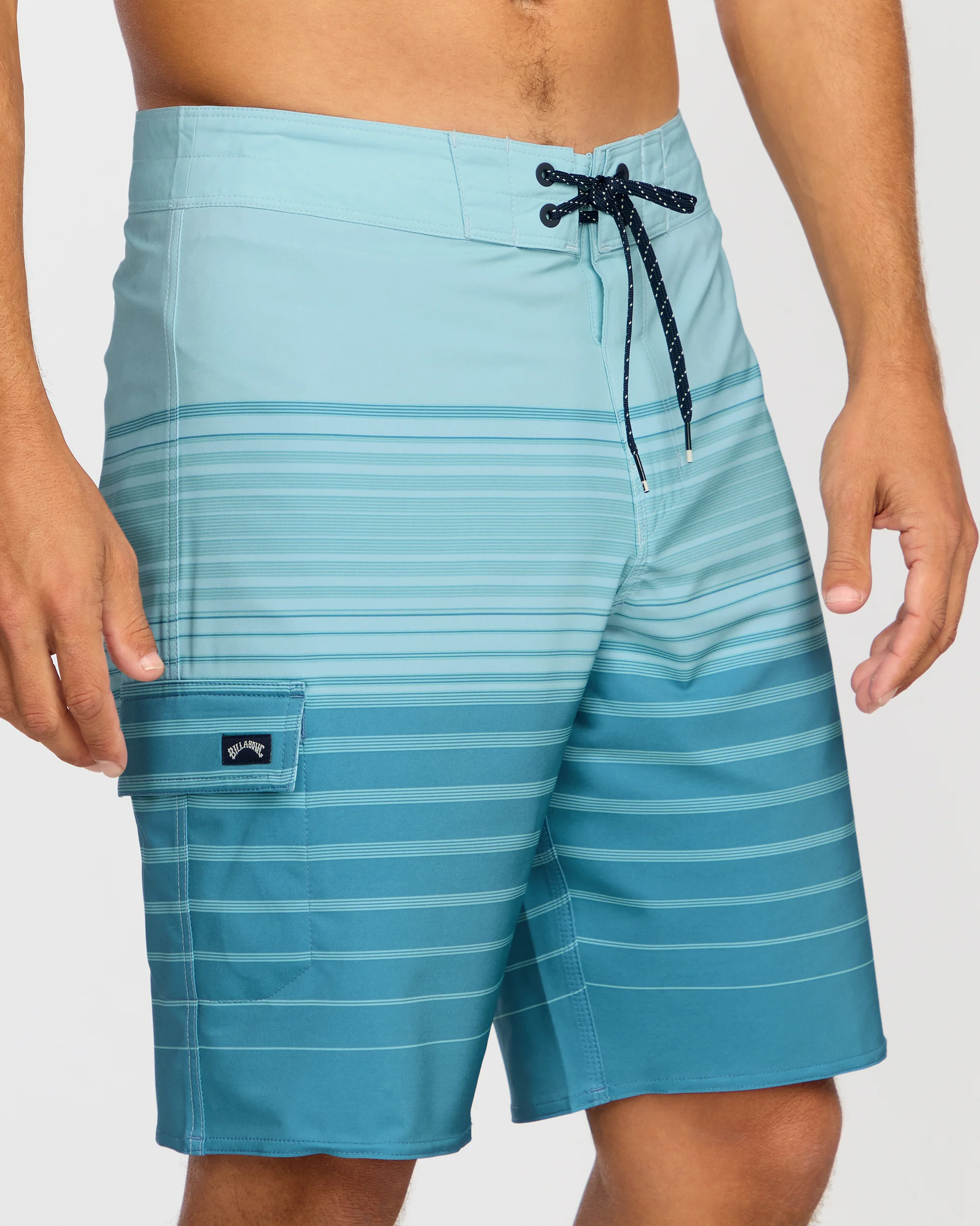 All Day Stripe Pro Performance 20" Boardshorts - Dusty Blue